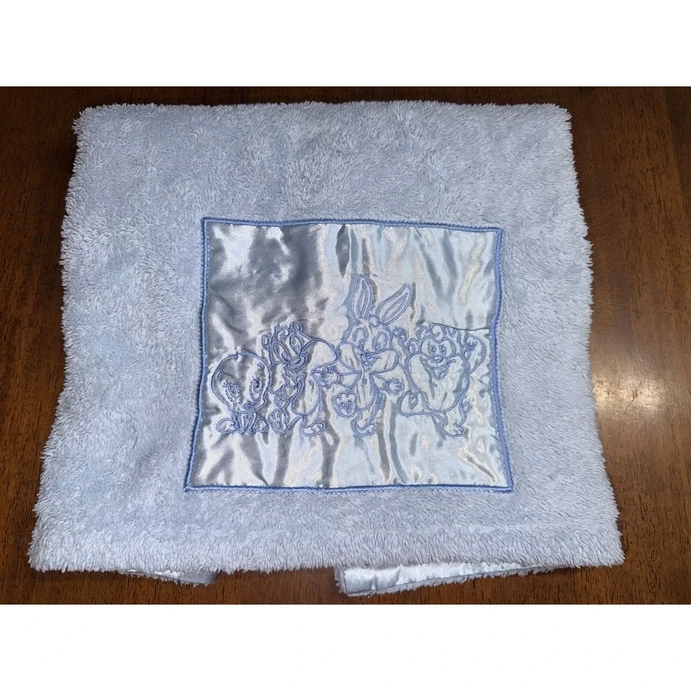 Looney Tunes Vintage Security Blanket Kids One Size Blue Good Satin Plush